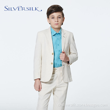 Notched Lapel Single Breasted Beige Uniform Blazer Suit